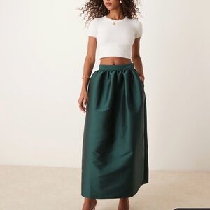 ASOS DESIGN volume occasion maxi skirt in dark green